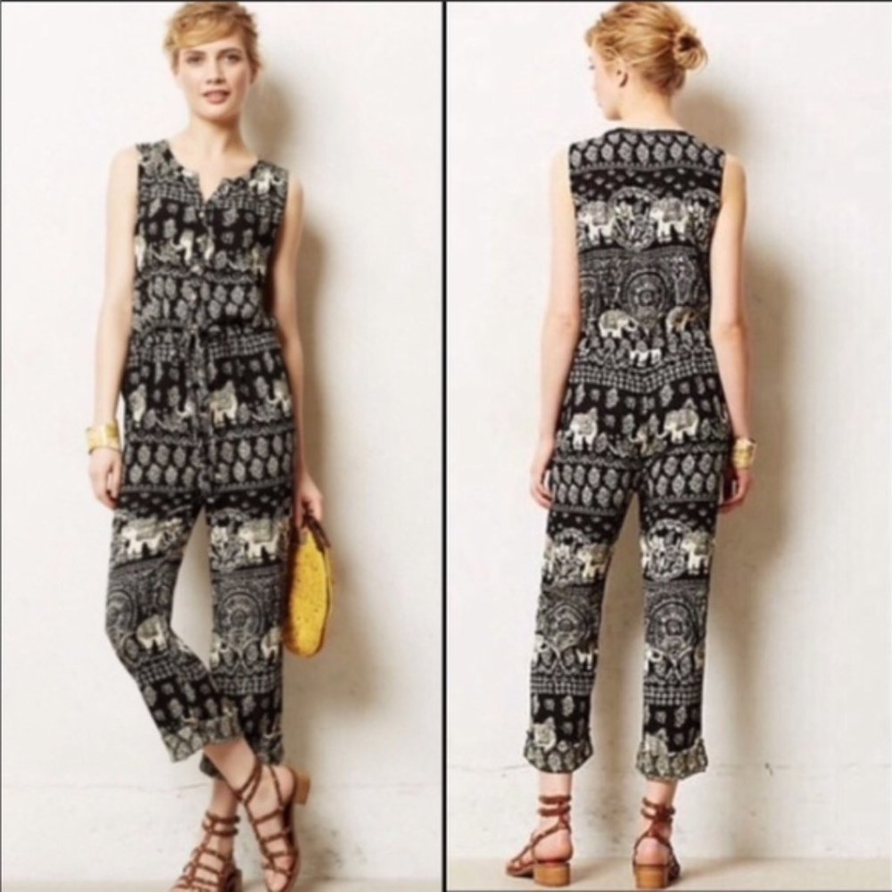 Anthro Lilka Jaipur Elephant Jumpsuit